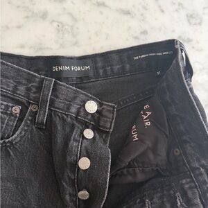 Denim Forum Black Wash High-Rise Wide Leg Jeans